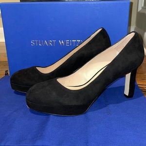 Stuart Weitzman Larsa Black Suede Heels